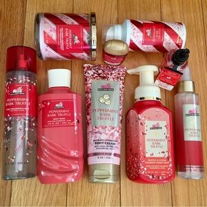 Bath & Body Works Milk Bar Peppermint Bark Truffle 9Pc Curated Set - Red